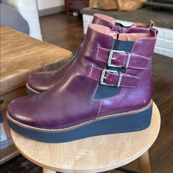 Marroqui Sanchez purple leather platform ankle boots size 40 9 - Picture 2 of 8